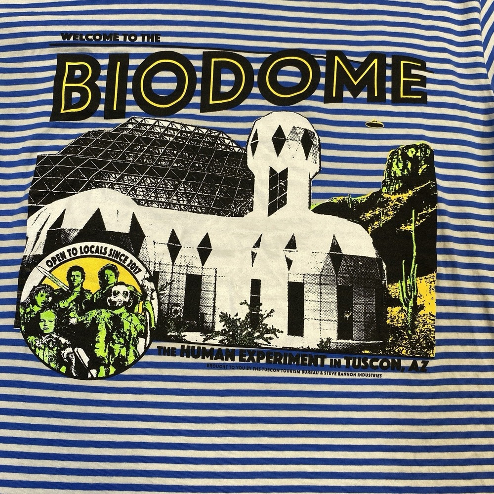 Biodome T Shirt Men's Small Blue Knit Striped Biology Earth Tucson Experiment